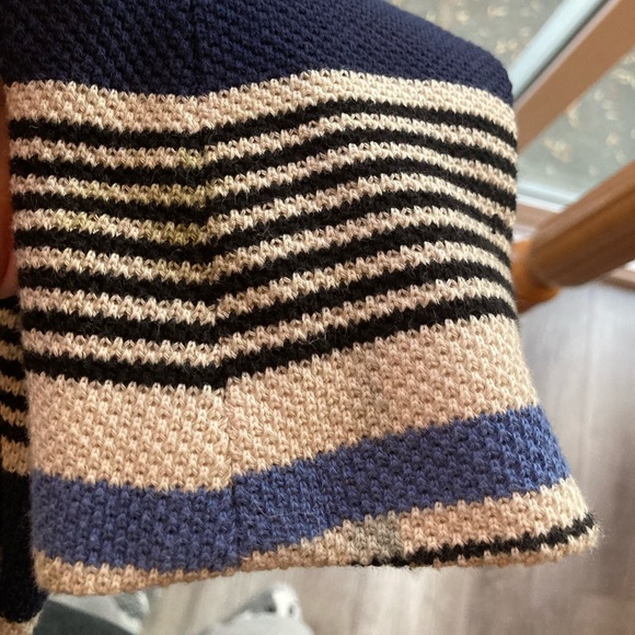 Anne Klein Blue and White Striped Collarless Tulip Cotton Blazer Jacket (6) - Picture 10 of 12